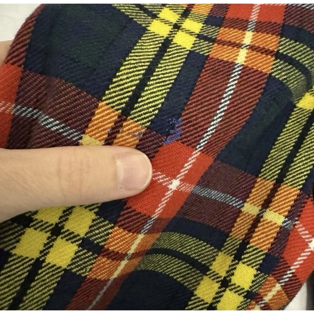 Saks Fifth Avenue Kids Plaid Pants Wool Blend 70s Groovy Fall Red Yellow Holiday